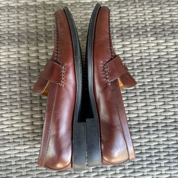 Johnston & Murphy Leather 11.5 M Penny Loafers Slip-On Brown Made in Brazil - Picture 6 of 13